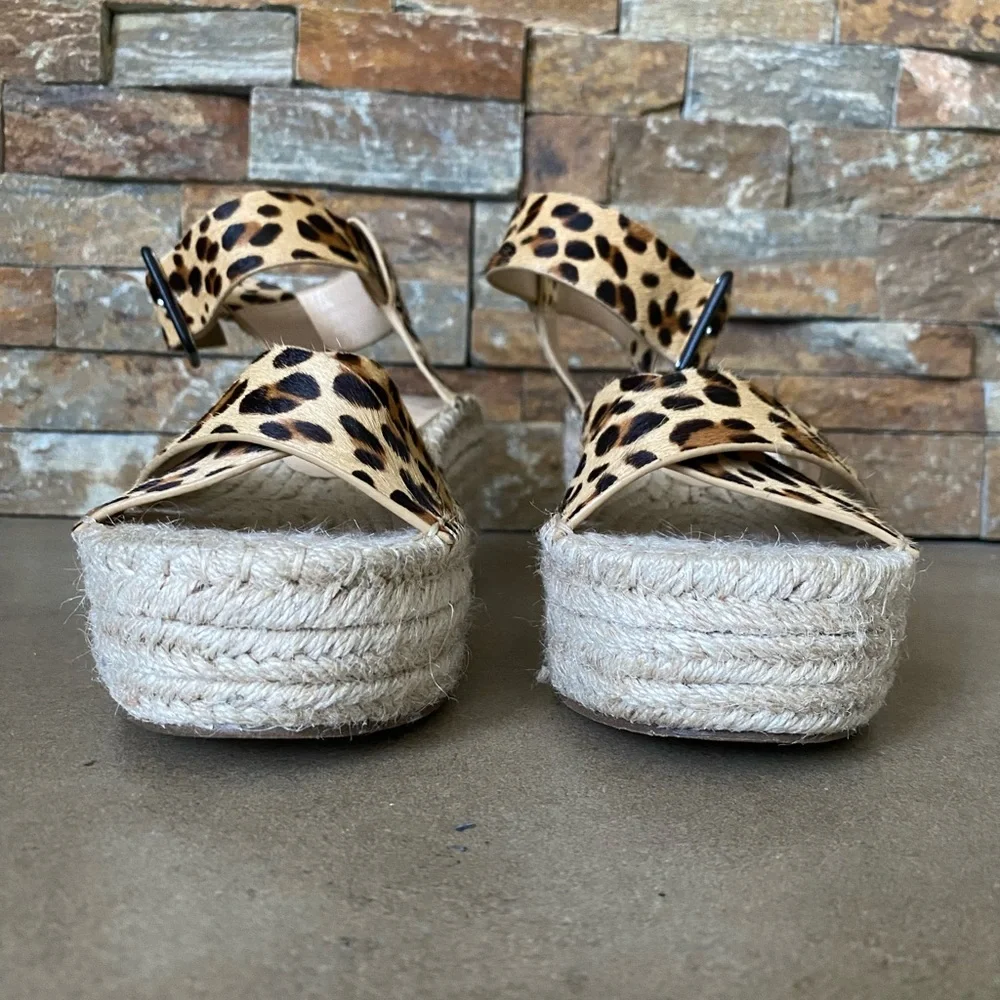 Sole Society Platform Sandals Size 7.5 Espadrille Audrina Leopard Print Fun Sexy